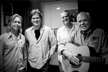 Jim Lauderdale, Peter Cooper, Eric Brace and Tom T. Hall, in the studio.
