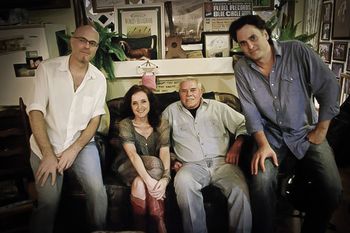 Peter in the studio control room with, left to right, Eric Brace, Patty Griffin and Tom T. Hall.
